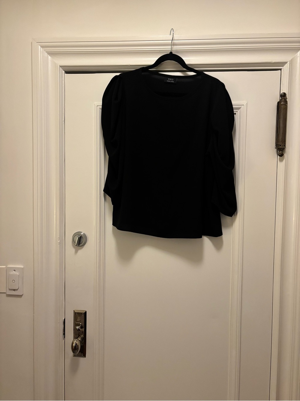Vici Black Puff-Sleeve Women's Blouse